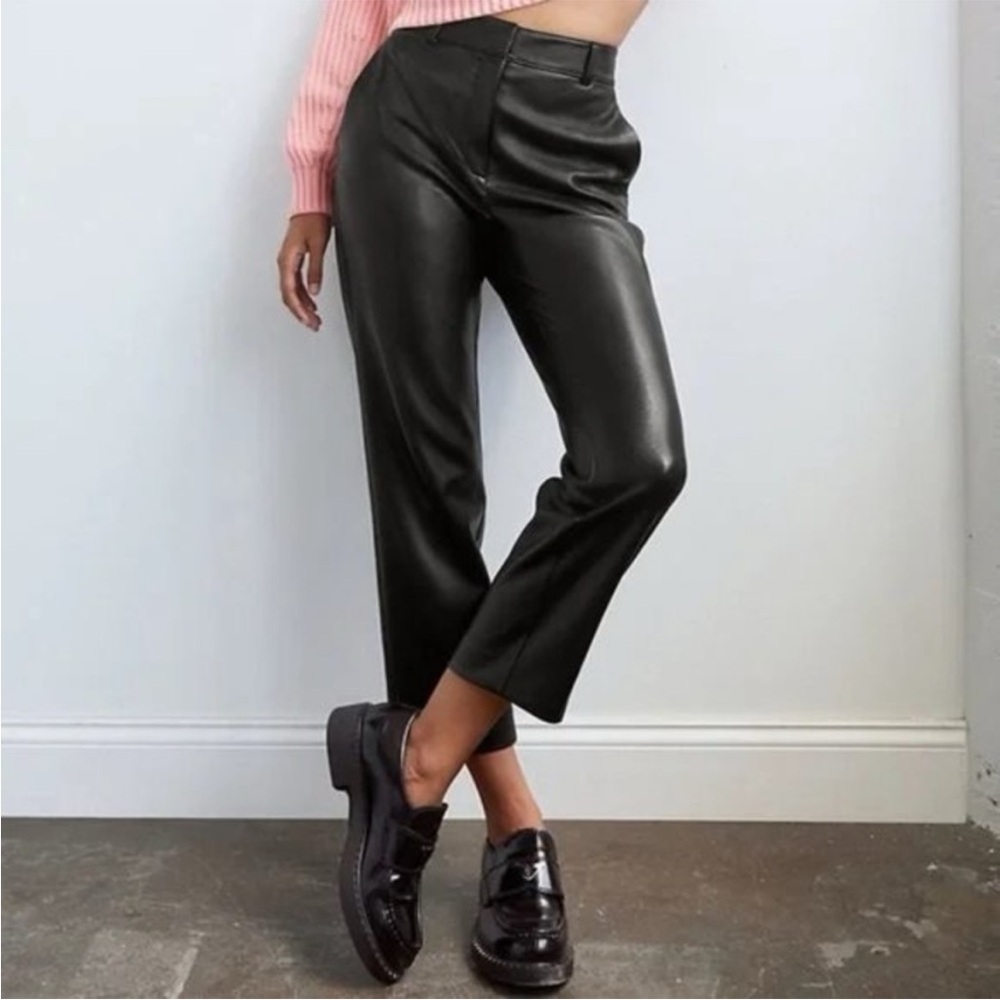 Aritzia Babaton Black Vegan Leather Trousers 00